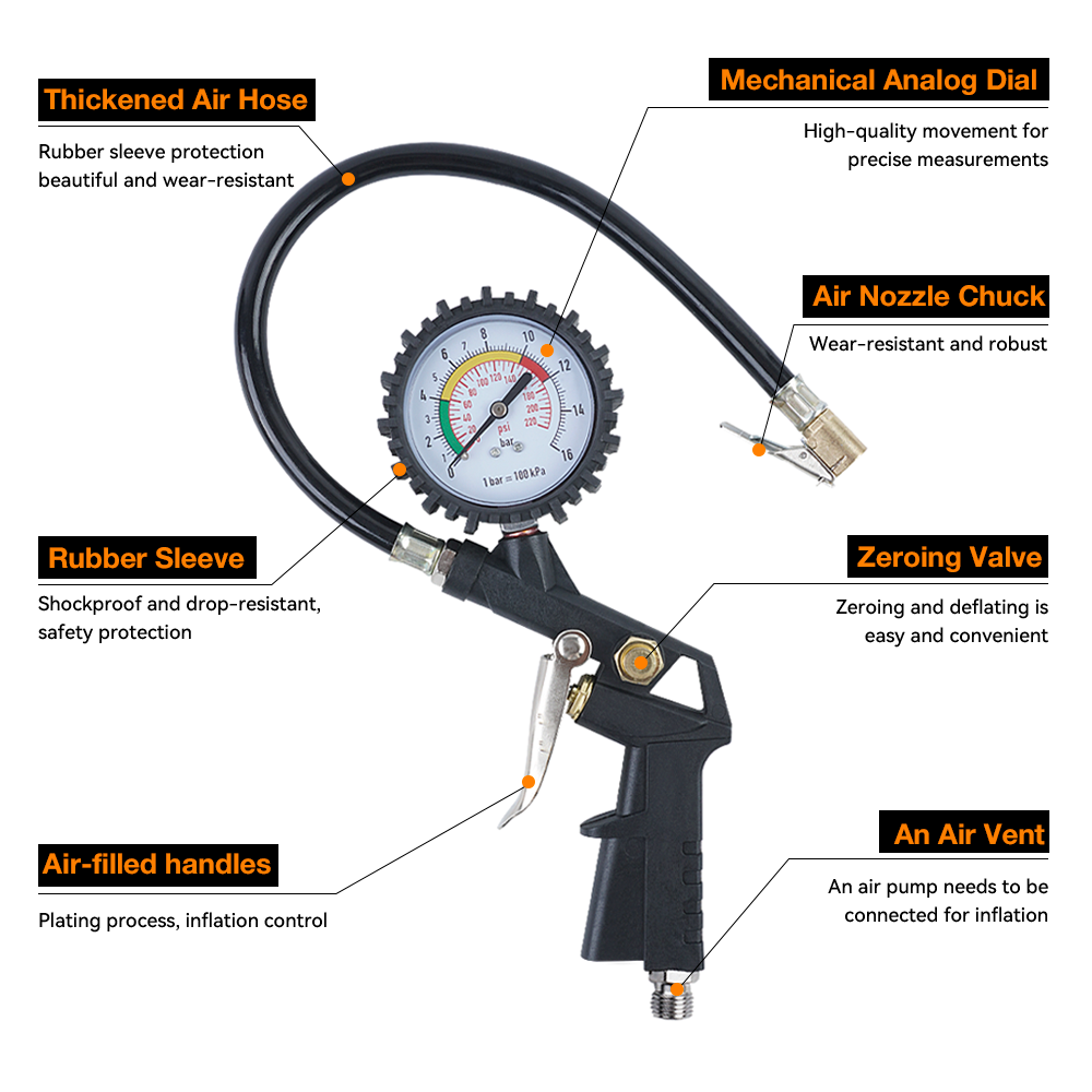 Tire Pressure Gun 0-16Bar/0-22 - đánh giá và giá Tyre Pressure Gauge